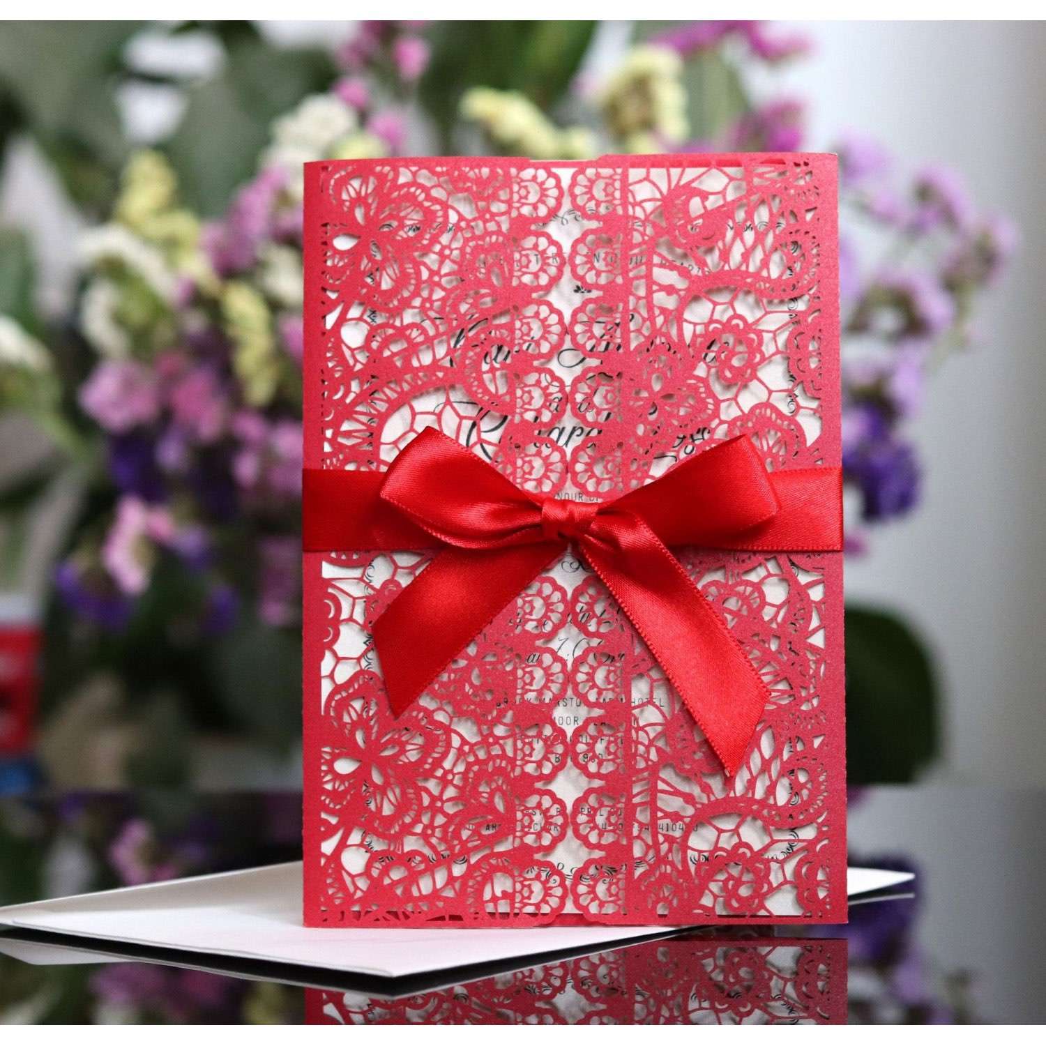 Dark-blue Marriage Invitation Card Laser Holiday Card Lace Design